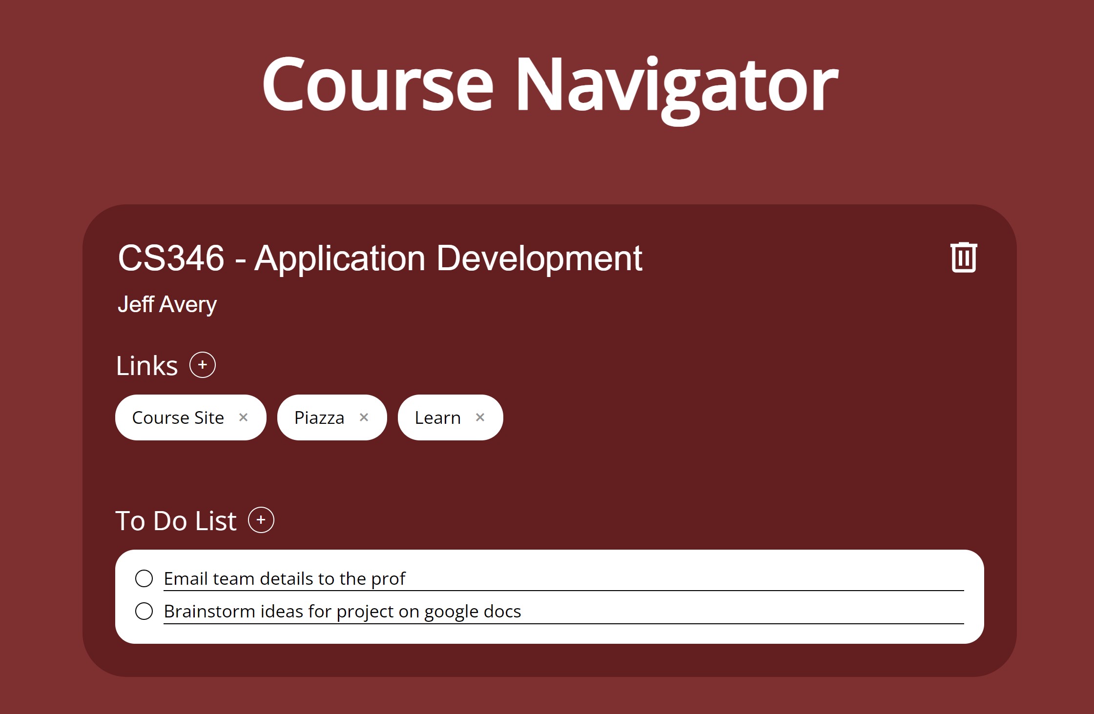 Course Navigator Project